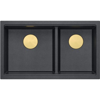 Quadron Logan 120 zlewozmywak GraniteQ 76x45 cm black diamond/elementy złote HQL7645U8_PVDG1_U