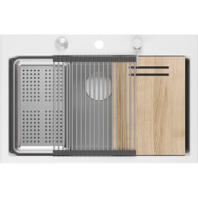 Quadron Marc 110 FM zlewozmywak 75x49 cm GraniteQ snow white/elementy stalowe HQM7650U1_FM_BS