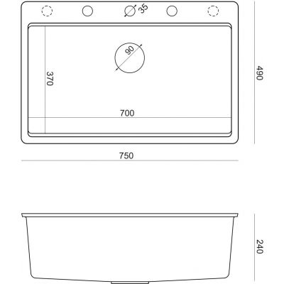 Quadron Marc 110 FM zlewozmywak 75x49 cm GraniteQ black diamond/elementy miedziane HQM7650U8_FM_PVDC1