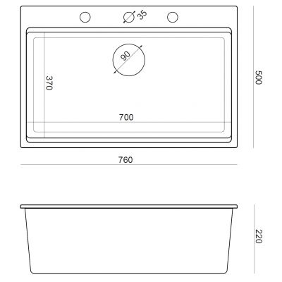 Quadron Benedict zlewozmywak 76x50 cm GraniteQ alabaster ZES-RFS011-01131X-WH