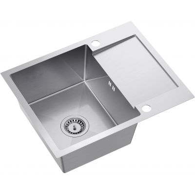 Quadron Luke 116 zlewozmywak 60x48 cm z baterią kuchenną Maggie stal szlachetna/czarny ZH6048BS_3323503BL