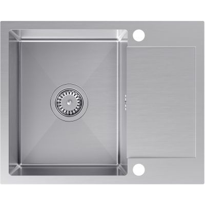 Quadron Luke 116 zlewozmywak 60x48 cm z baterią kuchenną Maggie stal szlachetna/czarny ZH6048BS_3323503BL