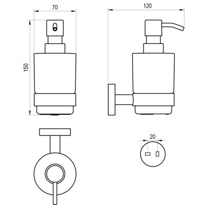 Ravak Kona dozownik do mydła 250 ml czarny mat X07P1310