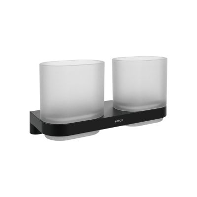 Ravak Chrome II komplet kubków szklanych z uchwytem czarny X07P1378