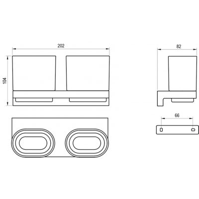 Ravak Chrome II komplet kubków szklanych z uchwytem czarny X07P1378