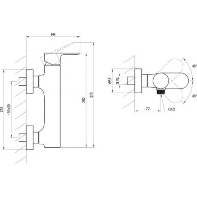 Ravak Eleganta bateria prysznicowa ścienna chrom X070214