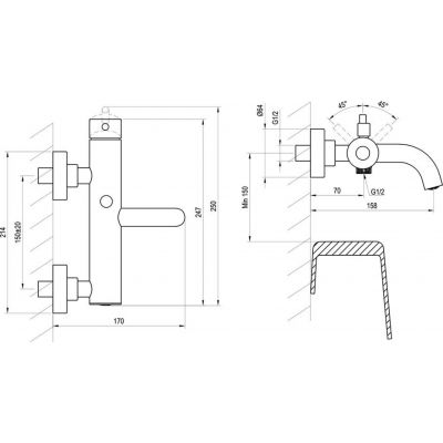 Ravak Espirit bateria wannowo-prysznicowa ścienna ES 022.20GB grafitowa X070316