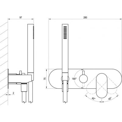 Ravak Eleganta bateria wannowo-prysznicowa podtynkowa grafit szczotkowany X070337