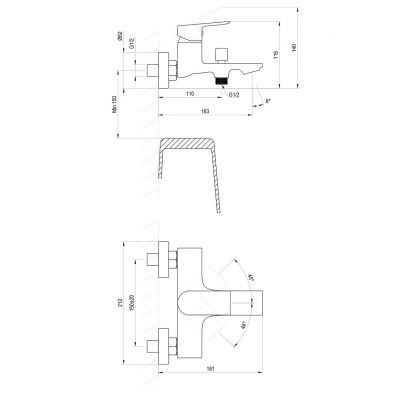 Ravak Plan bateria wannowo-prysznicowa ścienna chrom X070508