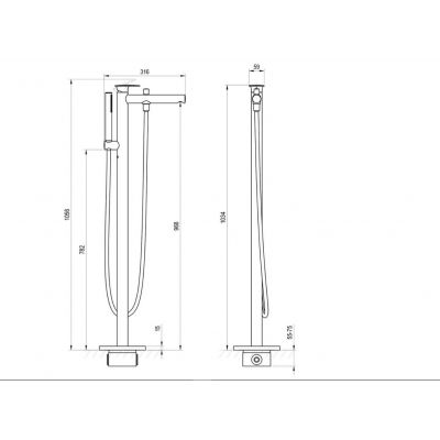 Ravak Spring bateria wannowo-prysznicowa wolnostojąca czarna X070556