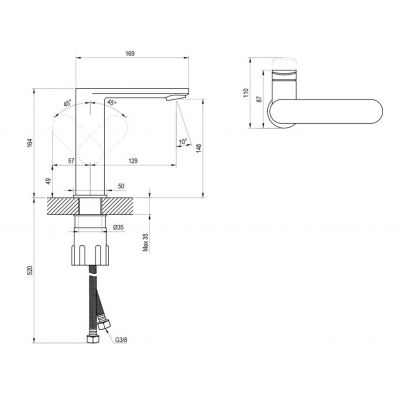 Ravak Chrome II bateria umywalkowa stojąca czarna X070590
