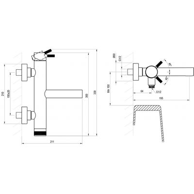 Ravak Nox bateria wannowo-prysznicowa ścienna stal nierdzewna szczotkowana X070646