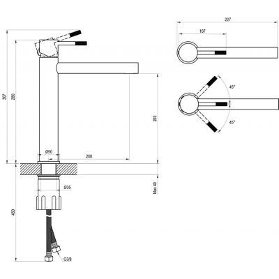 Ravak Nox bateria umywalkowa stojąca czarna X070649