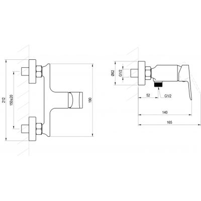 Ravak Plan bateria prysznicowa ścienna grafit szczotkowany X070655