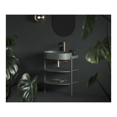 Ravak Yard szafka podumywalkowa 66,8x49,5x76,5 cm stojąca otwarta z półkami CS YARD 600 grey green D800008005