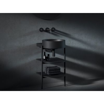 Ravak Yard szafka podumywalkowa 46,8x49,5x76,5 cm stojąca otwarta z półkami CS YARD 400 stojąca czarna D80000D004