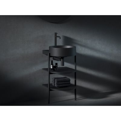 Ravak Yard szafka podumywalkowa 46,8x49,5x76,5 cm stojąca otwarta z półkami CS YARD 400 stojąca czarna D80000D004