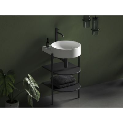 Ravak Yard szafka podumywalkowa 46,8x49,5x76,5 cm stojąca otwarta z półkami CS YARD 400 stojąca czarna D80000D004