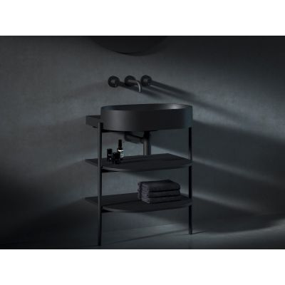 Ravak Yard szafka podumywalkowa 66,8x49,5x76,5 cm stojąca otwarta z półkami CS YARD 600 czarna D80000D005