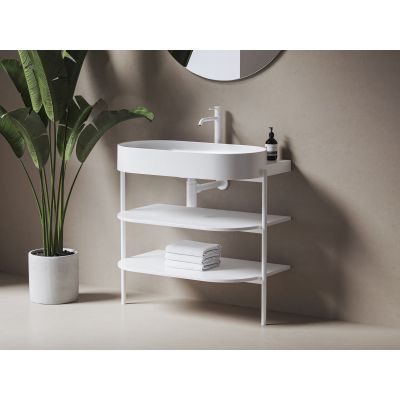 Ravak Yard szafka podumywalkowa 86,8x49,5x76,5 cm stojąca otwarta z półkami CS YARD 800 biały mat D80000E006