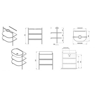 Ravak Yard szafka podumywalkowa 46,8x49,5x76,5 cm stojąca otwarta z półkami CS YARD 400 smoke grey D80000O004