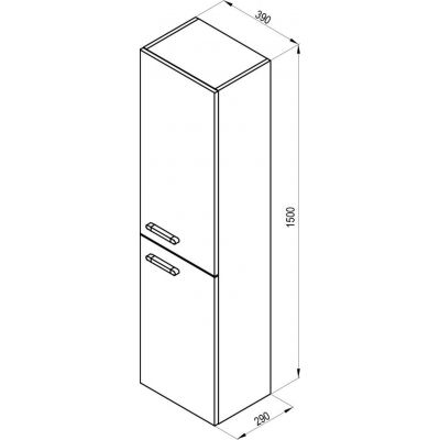 Ravak Chrome szafka 39x29x150 cm boczna wisząca SB 390 wysoki słupek prawy biały/biały, uchwyt chrom X000000543