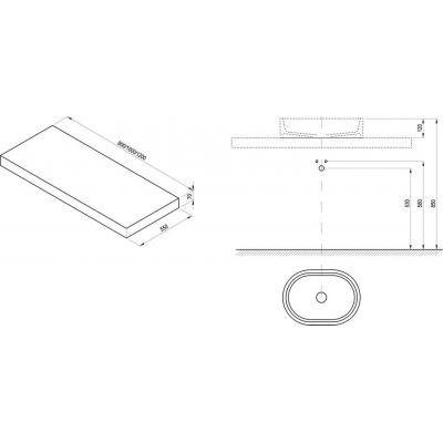 Ravak blat podumywalkowy 80 cm I prosty biały X000000839