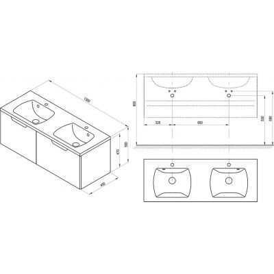 Ravak SD Classic II szafka 130 cm podumywalkowa wisząca biały połysk/szara X000001483