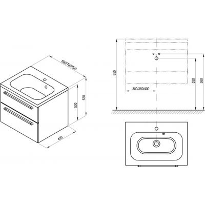 Ravak Chrome szafka 60x49x50 cm podumywalkowa wisząca biała uchwyt biały X000001776