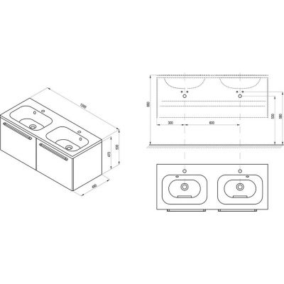Ravak Chrome szafka 120x49x47 cm podumywalkowa wisząca biała uchwyt biały X000001779