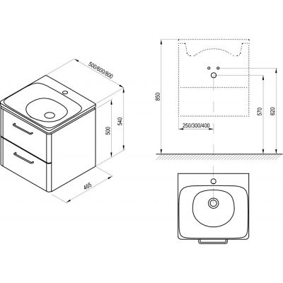 Ravak Balance szafka 50x46,5x50 cm podumywalkowa wisząca biała X000001813