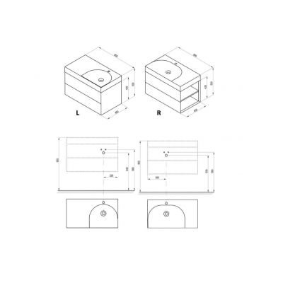 Ravak Lite szafka 80x45x43 cm podumywalkowa wisząca biała X000001873