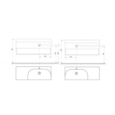 Ravak Lite szafka 120x45x43 cm podumywalkowa wisząca czarny mat X000001892