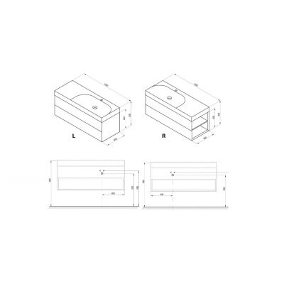Ravak Lite szafka 120x45x43 cm podumywalkowa wisząca czarny mat X000001892