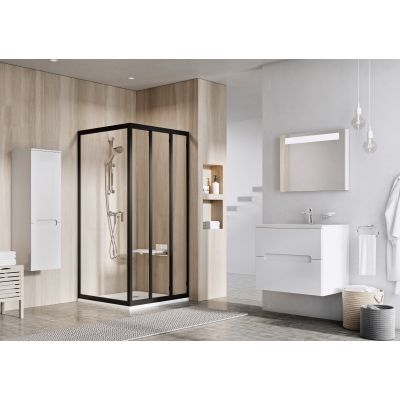 Ravak Supernova drzwi prysznicowe 80 cm rozsuwane czarny mat/szkło przezroczyste 00V403R2Z1