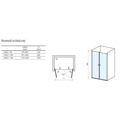 Ravak Chrome CSDL2-90 drzwi prysznicowe 90 cm wnękowe satyna/szkło przezroczyste 0QV7CU0LZ1