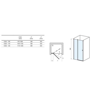 Ravak Chrome CSD2-120 drzwi prysznicowe 120 cm wnękowe polerowane aluminium/szkło przezroczyste 0QVGCC00Z1