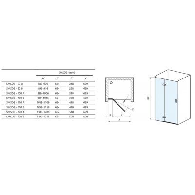 Ravak SmartLine SMSD2-110 A-P drzwi prysznicowe 110 cm uchylne prawe chrom/szkło przezroczyste 0SPDAA00Z1