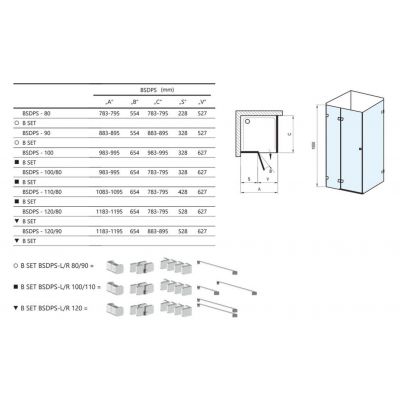 Ravak Brillant BSDPS-80/80 P kabina prysznicowa 80x80 cm kwadratowa prawa chrom/szkło przezroczyste 0UP44A00Z1