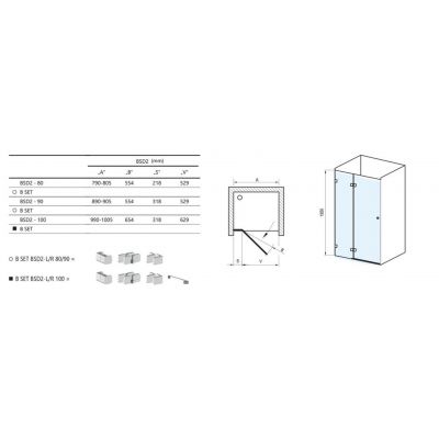 Ravak Brillant BSD2-80 P drzwi prysznicowe 80 cm wnękowe prawe chrom/szkło przezroczyste 0UP4AA00Z1