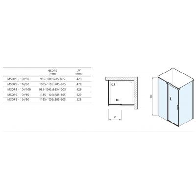Ravak Matrix MSDPS-120/90 L kabina prysznicowa 120x90 cm prostokątna lewa biały/szkło przezroczyste 0WLG7100Z1