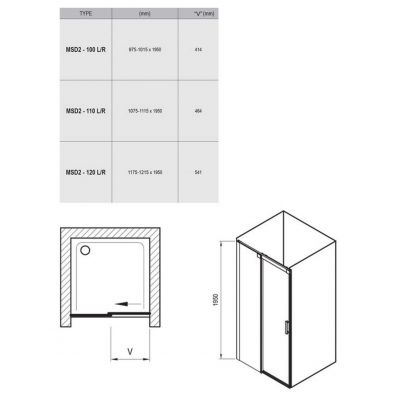 Ravak Matrix MSD2-110 R drzwi prysznicowe 110 cm przesuwne prawe polerowane aluminium/szkło przezroczyste 0WPD0C00Z1