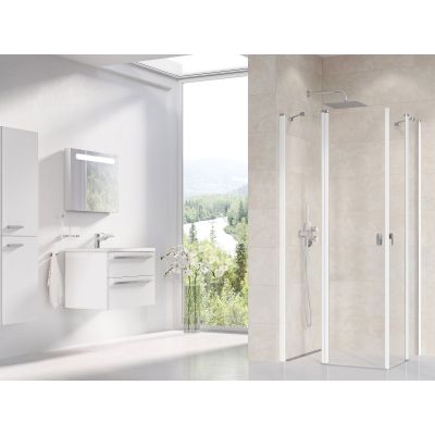 Ravak Chrome CRV2-80 drzwi prysznicowe 80 cm częściowe 1/2 biały/szkło przezroczyste 1QV40100Z1