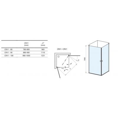 Ravak Chrome CRV1-80 drzwi prysznicowe 80 cm częściowe 1/2 satyna/szkło przezroczyste 1QV40U01Z1