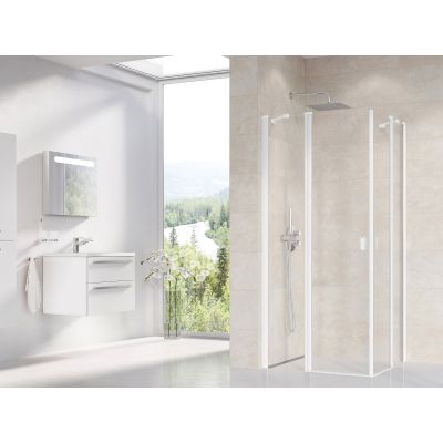 Ravak Chrome CRV2-90 drzwi prysznicowe 90 cm częściowe 1/2 biały mat/szkło przezroczyste 1QV70E00Z1