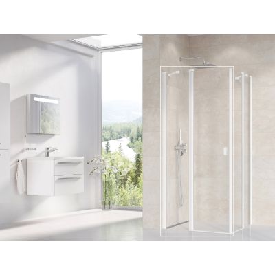 Ravak Chrome CRV2-120 drzwi prysznicowe 120 cm częściowe 1/2 biały mat/szkło przezroczyste 1QVG0E00Z1