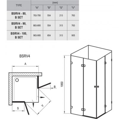 Ravak Brillant BSRV4-80 kabina prysznicowa 80x80 cm kwadratowa chrom/szkło przezroczyste 1UV44A00Z1