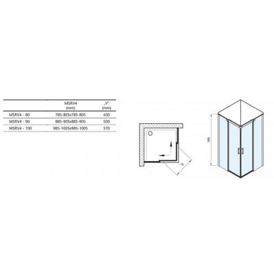 Ravak Matrix MSRV4-100/100 kabina prysznicowa 100x100 cm polerowane aluminium/szkło przezroczyste 1WVAAC00Z1