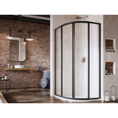 Ravak Supernova SKCP4-80 kabina prysznicowa 80x80 cm półokrągła czarny mat/szkło przezroczyste 3114O302Z1