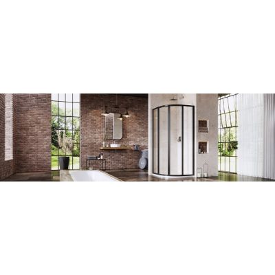 Ravak Supernova SKCP4-90 kabina prysznicowa 90x90 cm półokrągła czarny mat/szkło przezroczyste 3117O302Z1